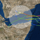 The tracks of the only cyclones and tropical storms on record to approach or enter the Gulf of Aden.